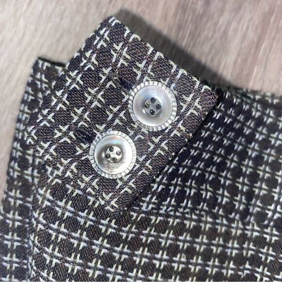 Anne Klein Size 4 Dress Pants Olive Green Geometric Print - Picture 6 of 14